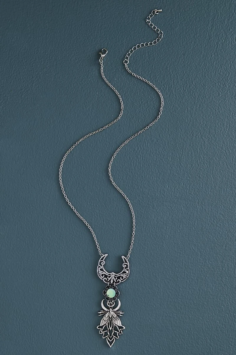 Silver Mystic Moon Moth Necklace