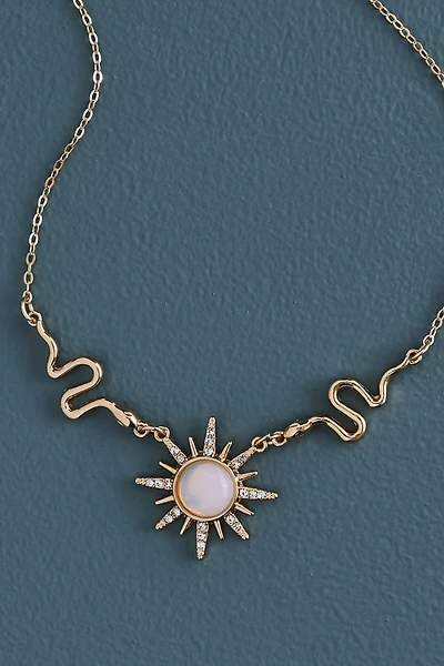Gold Snake Faux Stone Sun Necklace