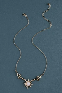 Gold Snake Faux Stone Sun Necklace