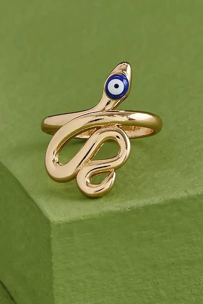 Gold Evil Eye Snake Ring
