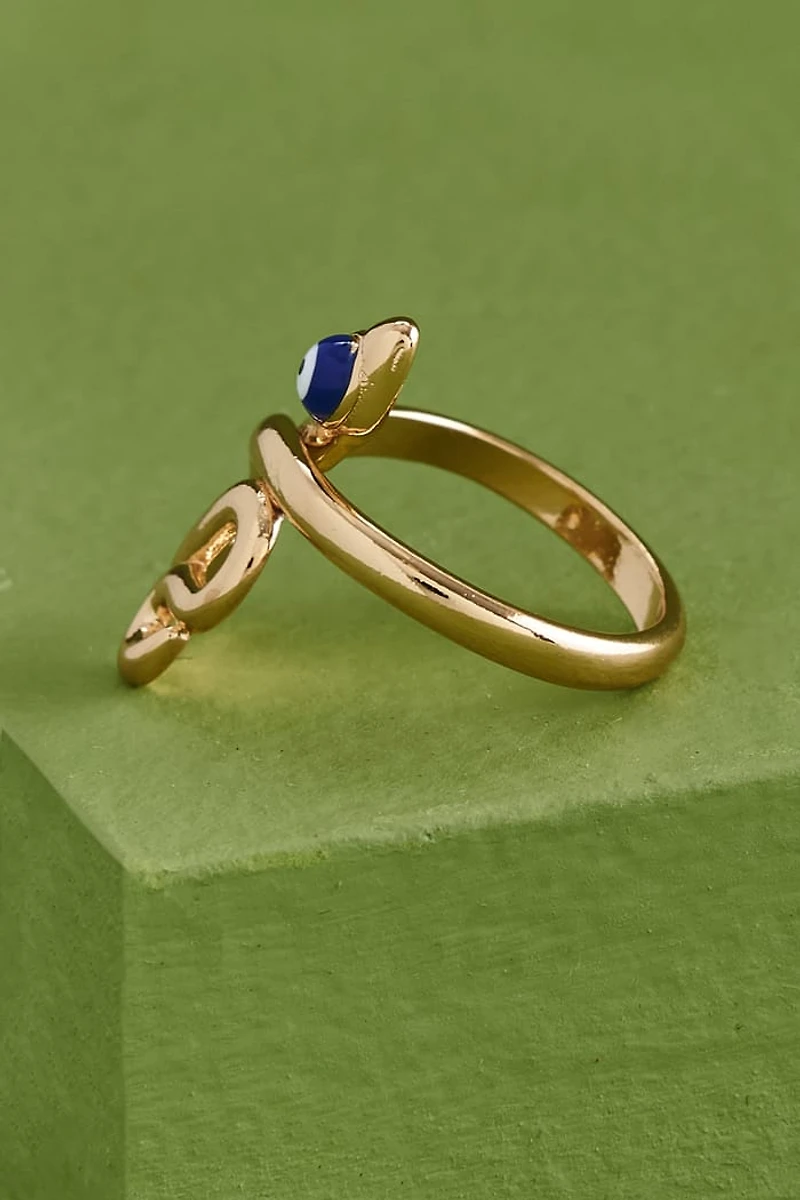 Gold Evil Eye Snake Ring