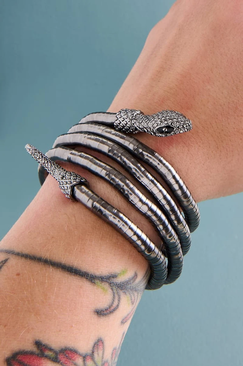 Silver Serpent Adjustable Wrap Bracelet