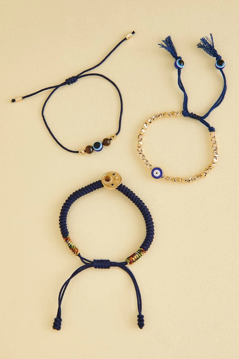 Navy Celestial Evil Eye Bracelet Set