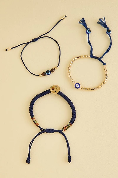 Navy Celestial Evil Eye Bracelet Set