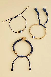 Navy Celestial Evil Eye Bracelet Set