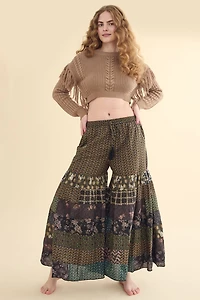 Buy Rustic Floral Patchwork Tiered Flare Pants Online at Earthbound Trading