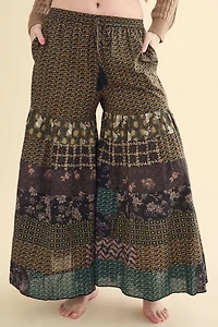 Buy Rustic Floral Patchwork Tiered Flare Pants Online at Earthbound Trading