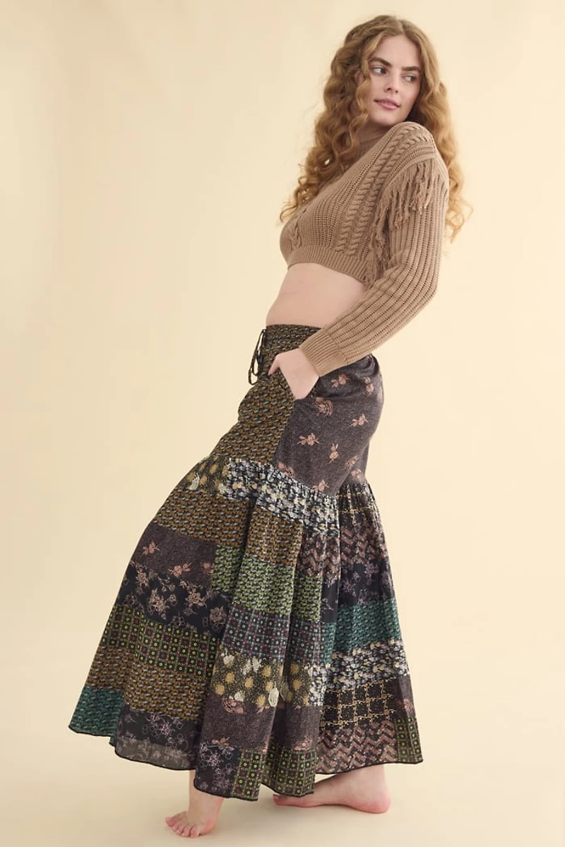 Buy Rustic Floral Patchwork Tiered Flare Pants Online at Earthbound Trading