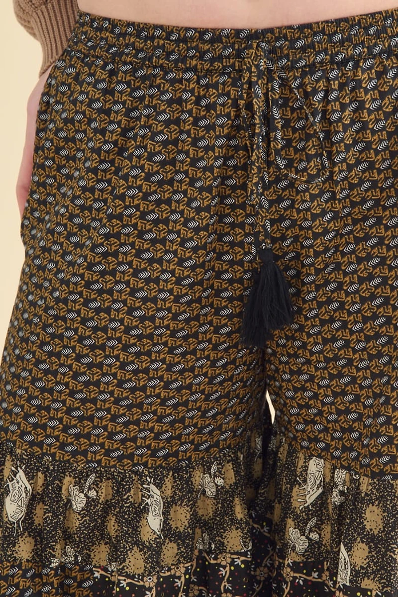 Buy Rustic Floral Patchwork Tiered Flare Pants Online at Earthbound Trading