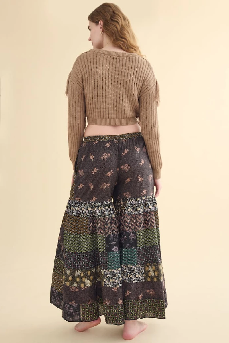 Buy Rustic Floral Patchwork Tiered Flare Pants Online at Earthbound Trading