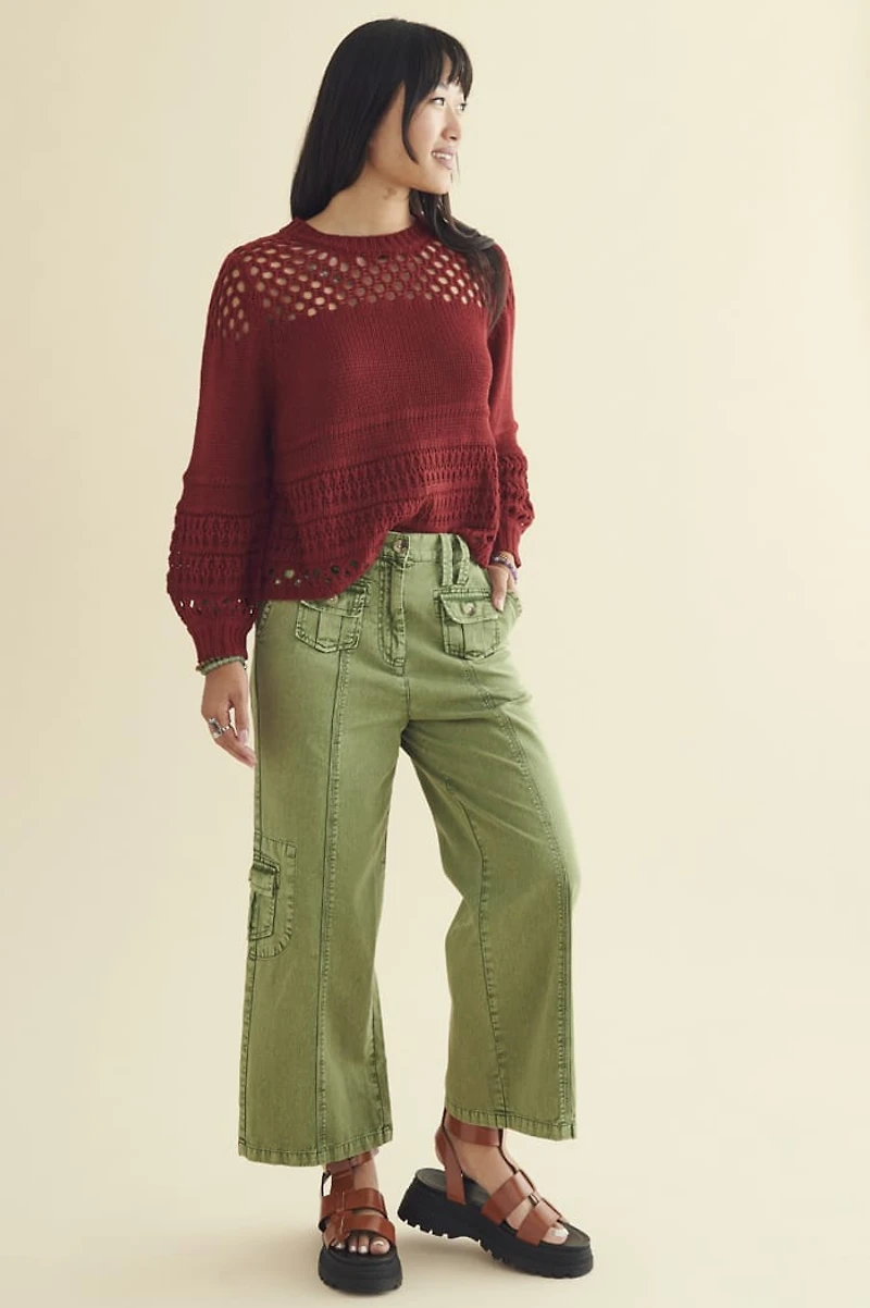 Buy Acid Green Wide Leg Cargo Pants Online from Earthbound