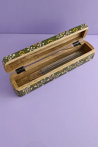 Buy Green Mandala Painted Wood Incense Box Online at Earthbound Trading