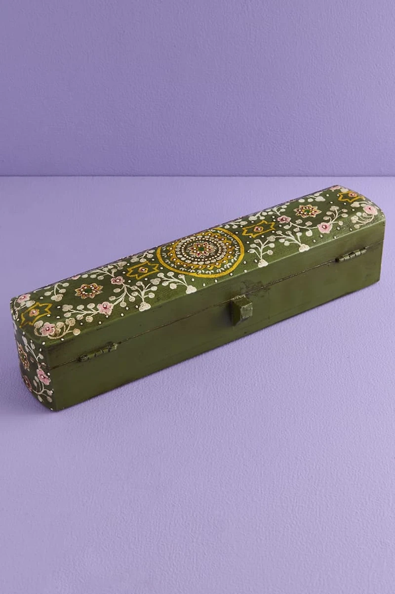 Buy Green Mandala Painted Wood Incense Box Online at Earthbound Trading