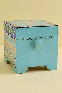 Blue Floral Wooden Storage Box