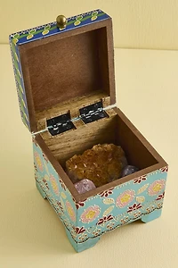 Blue Floral Wooden Storage Box