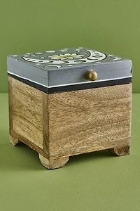 Grey Lotus Moon Wooden Storage Box