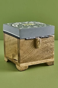Grey Lotus Moon Wooden Storage Box