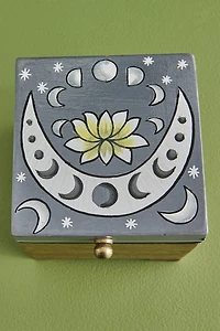 Grey Lotus Moon Wooden Storage Box