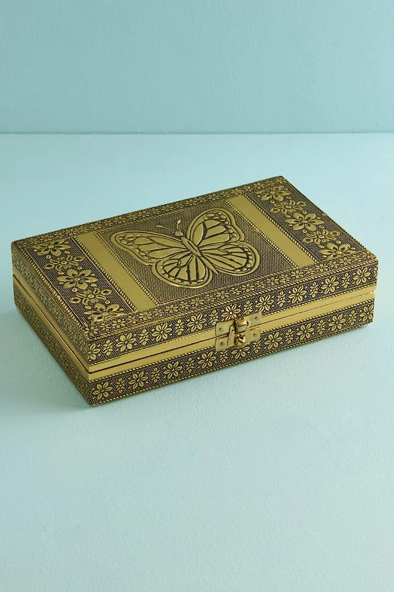 Gold Butterfly Metal Jewelry Box