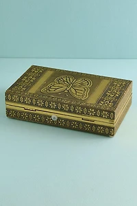 Gold Butterfly Metal Jewelry Box