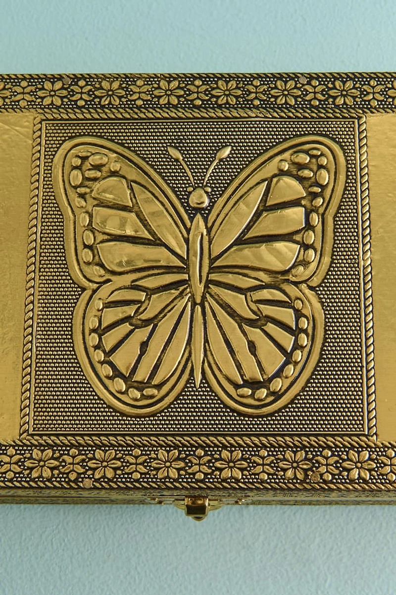 Gold Butterfly Metal Jewelry Box