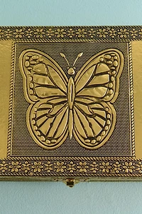 Gold Butterfly Metal Jewelry Box