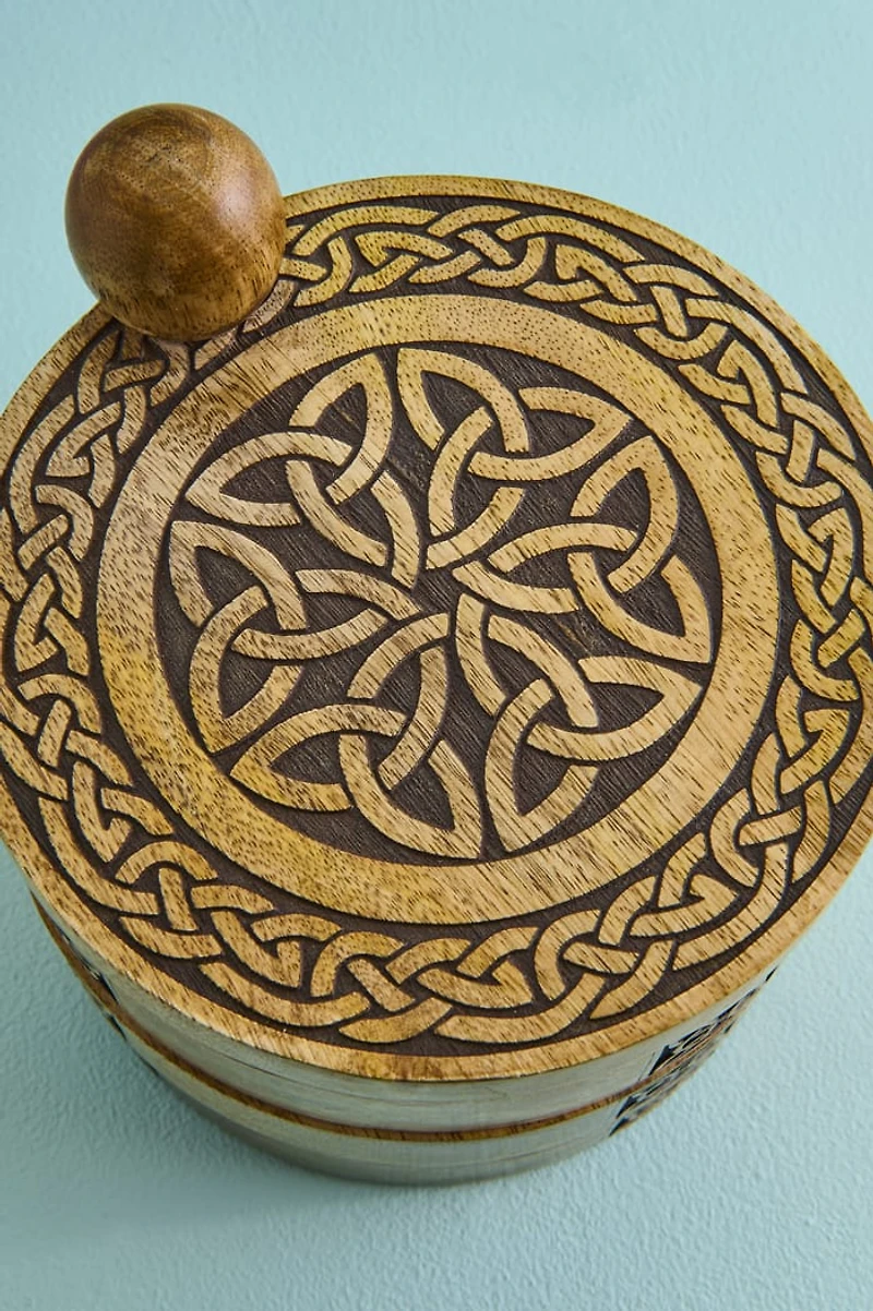 Celtic Knot Round Three-Tiered Wooden Storage Holder