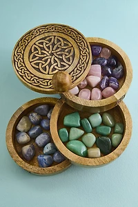 Celtic Knot Round Three-Tiered Wooden Storage Holder