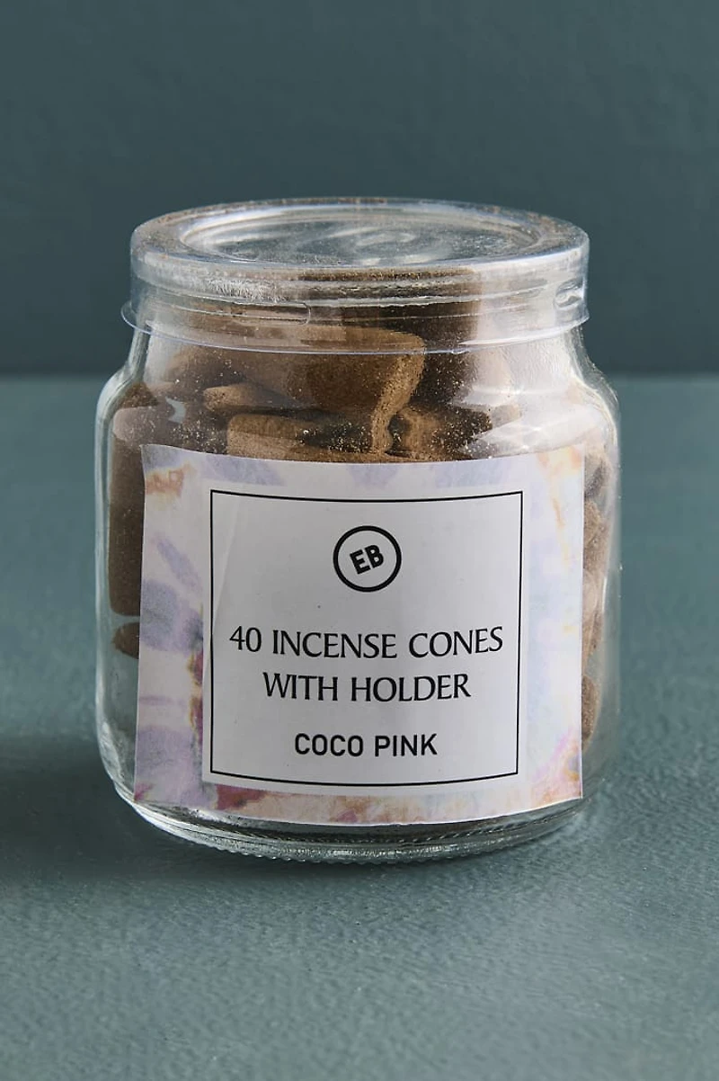 Coco Pink 40 Incense Cones with Holder