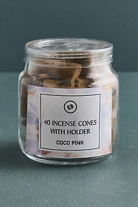Coco Pink 40 Incense Cones with Holder