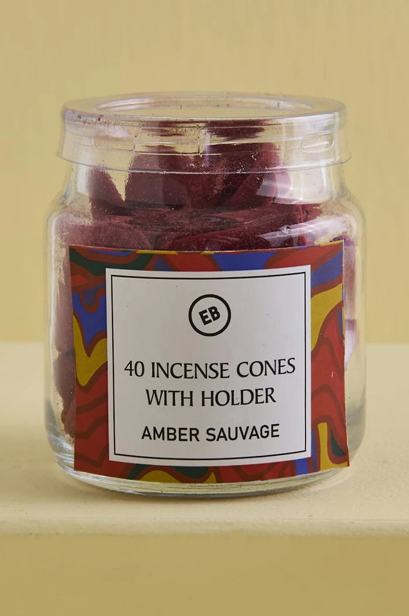 Amber Sauvage 40 Incense Cones with Holder