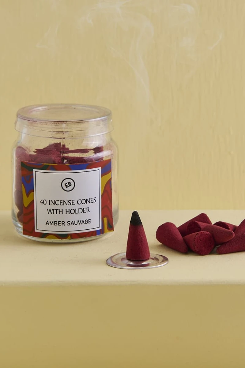 Amber Sauvage 40 Incense Cones with Holder