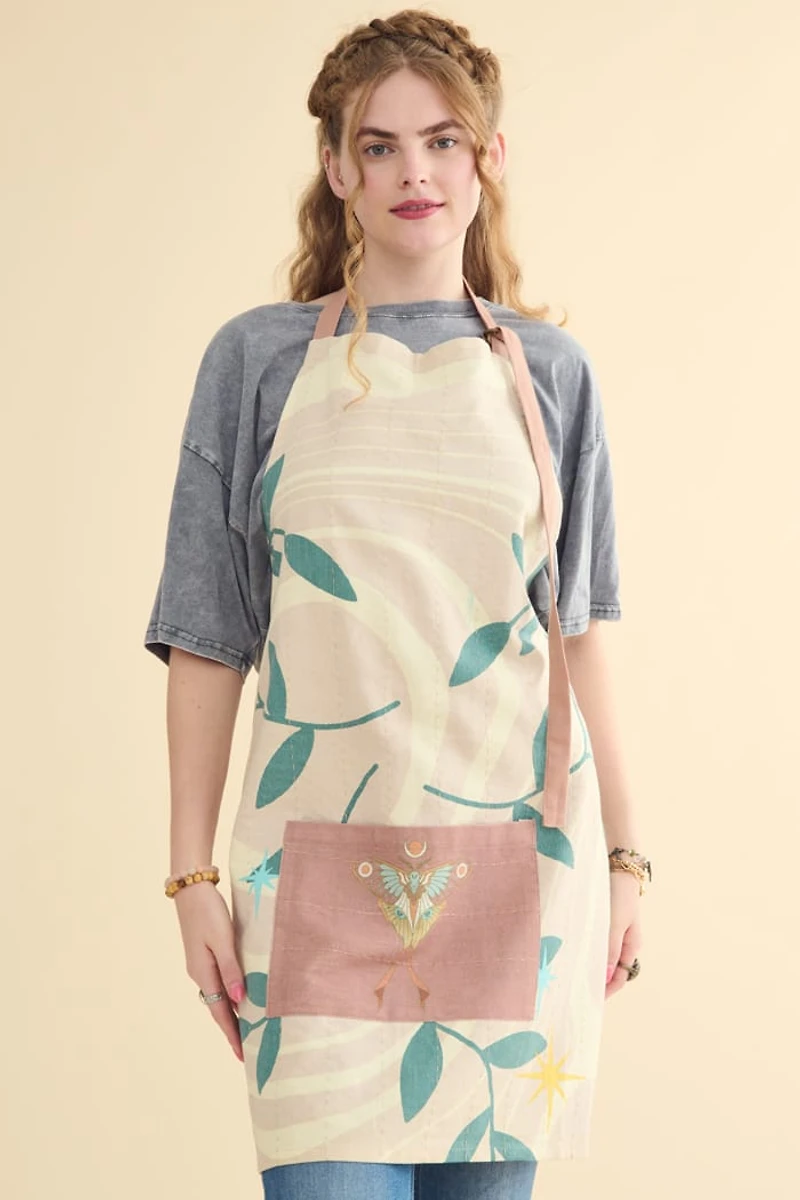 Mystic Moon Moth Kitchen Apron