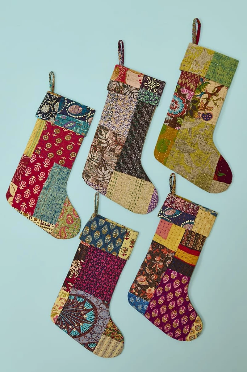 Buy Assorted Kantha Fabric Stocking Online at Earthbound Trading