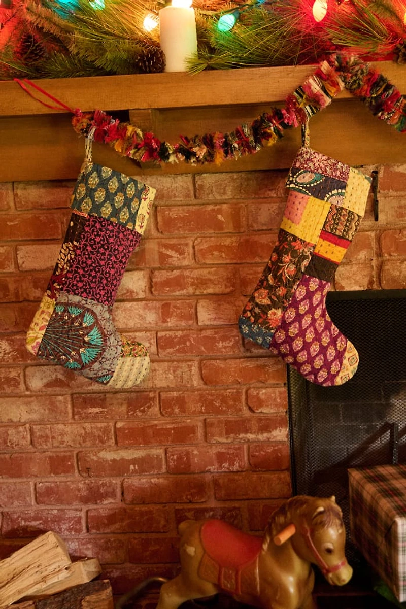 Buy Assorted Kantha Fabric Stocking Online at Earthbound Trading