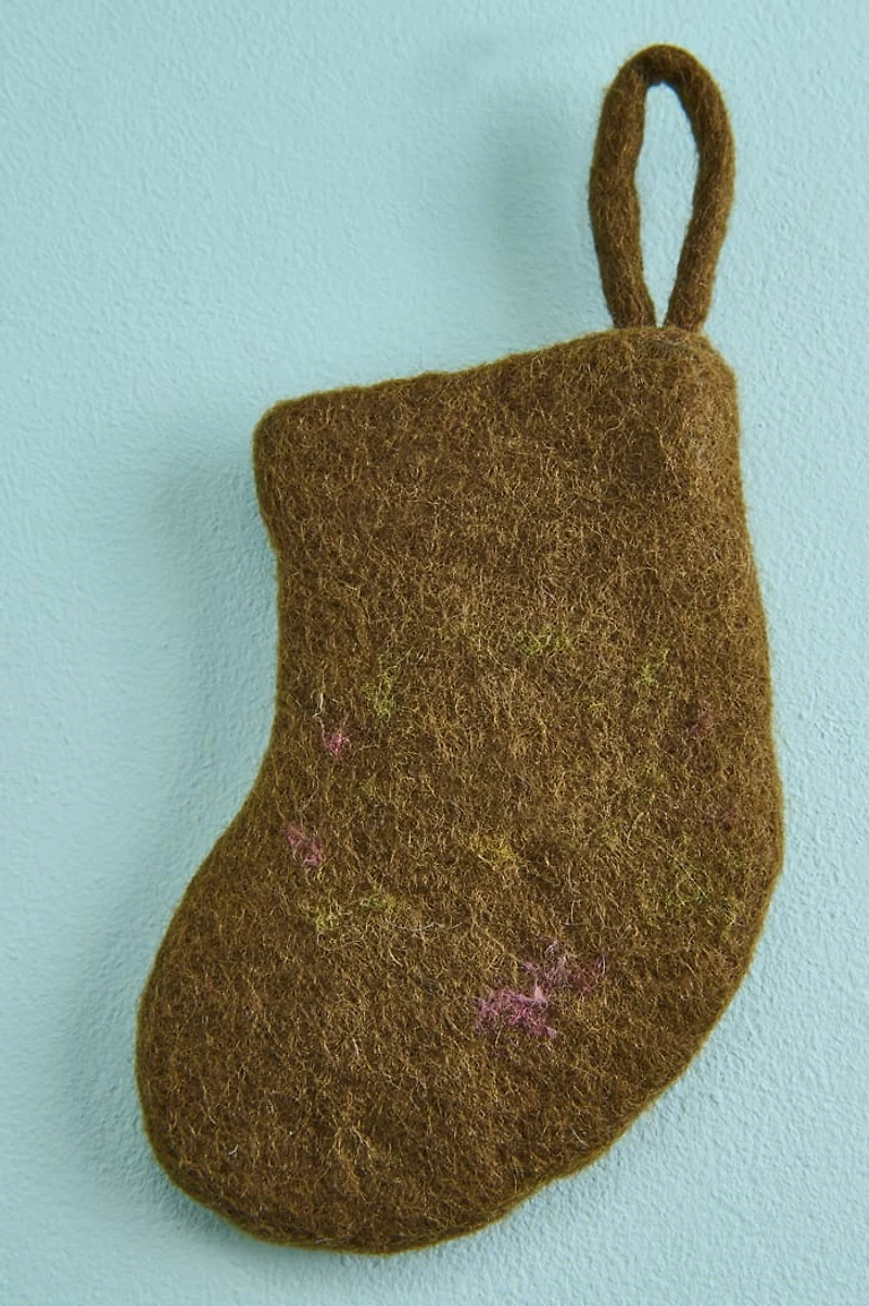 Green Frog Felted Wool Mini Stocking