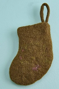 Green Frog Felted Wool Mini Stocking