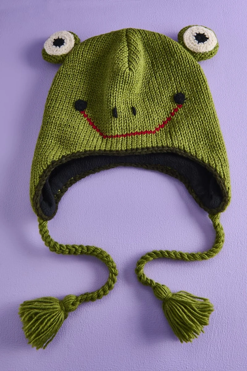 Green Frog Animal Wool Beanie