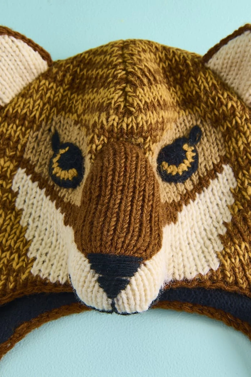 Buy Brown Fox Animal Wool Beanie Online at Earthbound Trading