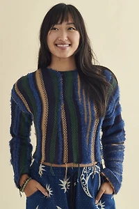 Buy Vertical Striped Distressed Sweater Online at Earthbound Trading
