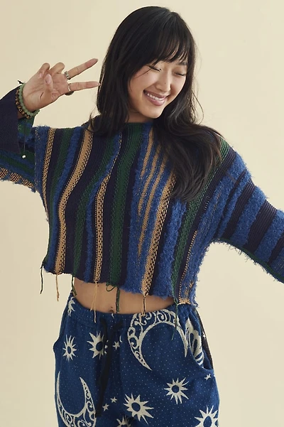 Buy Vertical Striped Distressed Sweater Online at Earthbound Trading