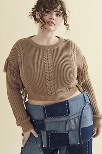 Buy Teddy Cable Knit Fringe Sweater Online from Earthbound