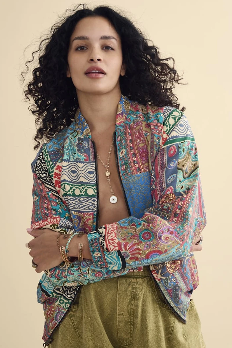 Buy Patchwork Sari Reversible Bomber Jacket Online at Earthbound Trading