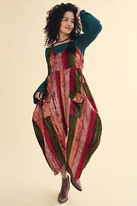 Velvet Striped Wide Leg Barrel Jumpsuit