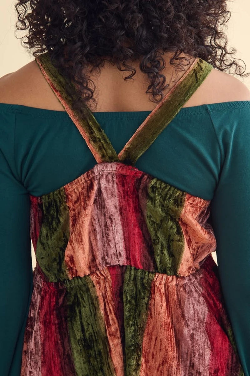 Velvet Striped Wide Leg Barrel Jumpsuit