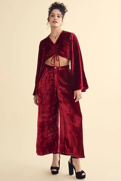 Buy Red Velvet Elastic Flare Leg Pants Online at Earthbound Trading