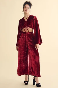 Buy Red Velvet Elastic Flare Leg Pants Online at Earthbound Trading