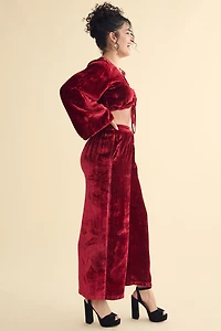 Buy Red Velvet Elastic Flare Leg Pants Online at Earthbound Trading