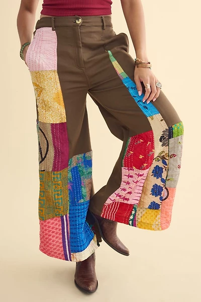 Buy Assorted Kantha Patchwork Wide Leg Pants  Online at Earthbound Trading