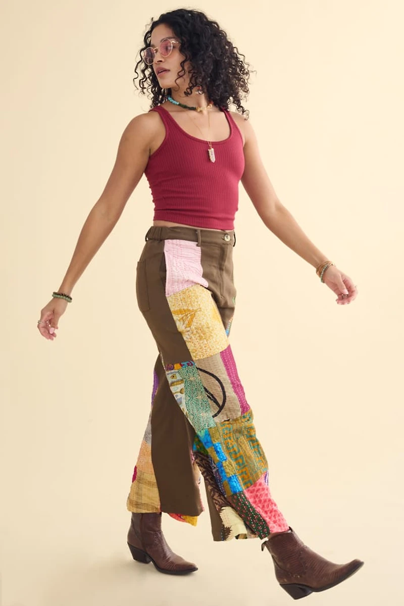 Buy Assorted Kantha Patchwork Wide Leg Pants  Online at Earthbound Trading